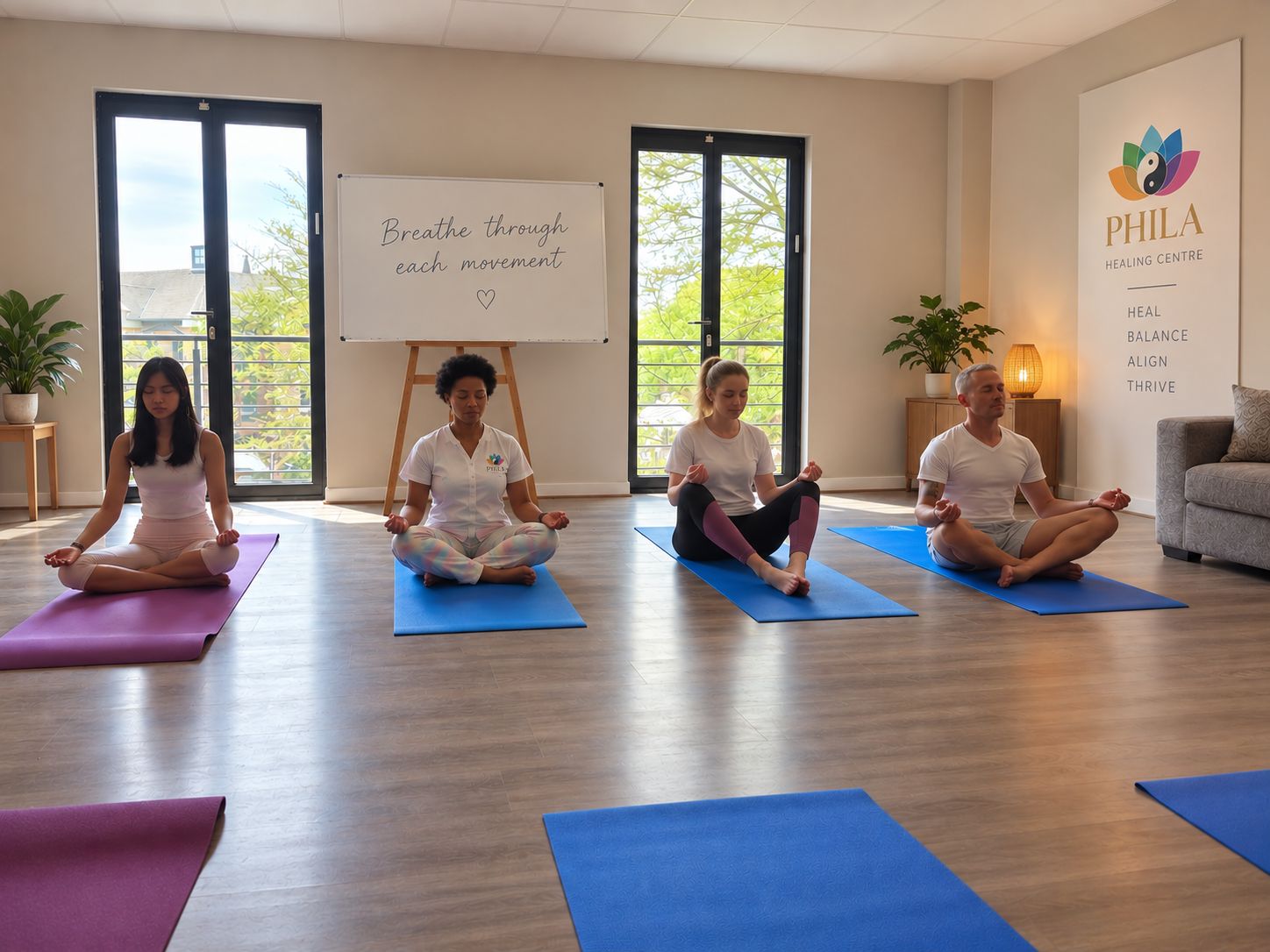 Guided group wellness and movement session